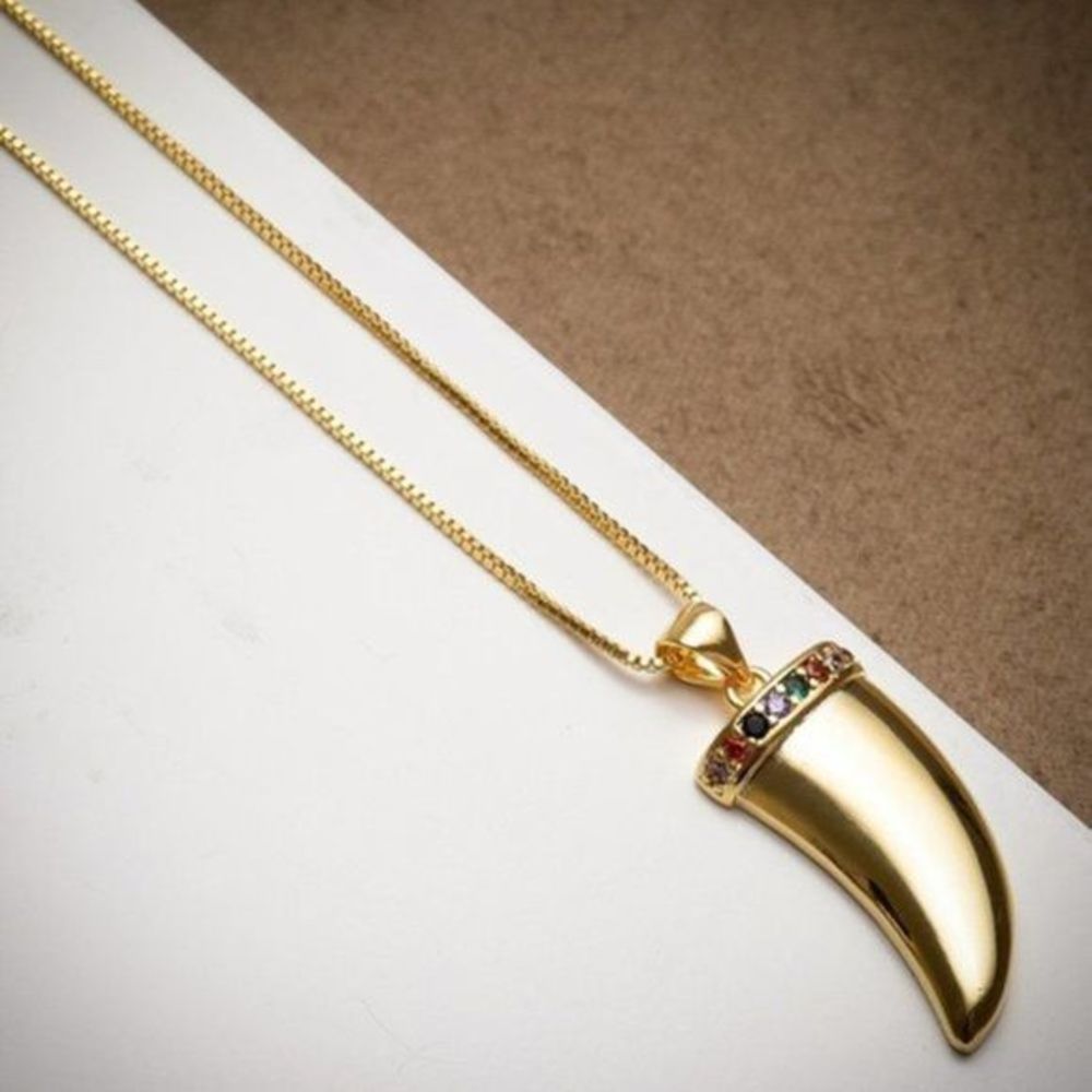 Gold Filled Tusk Gemstone Necklace Set